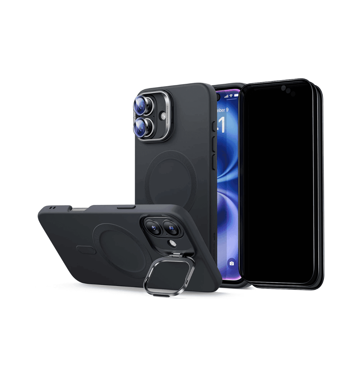 ESR Cloud Soft Case with Stash Stand Privacy Protection Bundle for iPhone 16 Plus