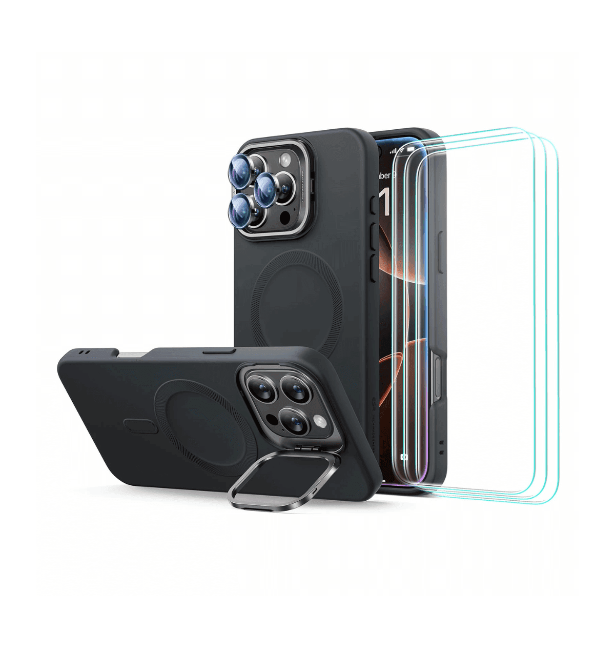 ESR Cloud Soft Case with Stash Stand Protection Bundle for iPhone 16 Pro Max